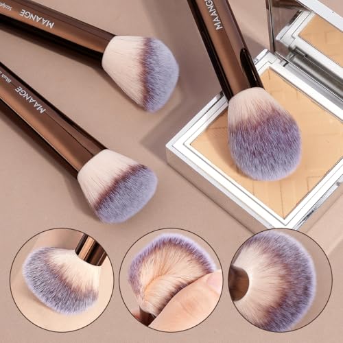 MAANGE 16PCS Makeup Brush Set Travel Makeup Brushes for Liquid Powder Contour Concealer Cream Cosmetics Blending Eyeshadow Eyeliner (Coffee) - color: Coffee