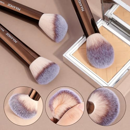 MAANGE 16PCS Makeup Brush Set Travel Makeup Brushes for Liquid Powder Contour Concealer Cream Cosmetics Blending Eyeshadow Eyeliner (Coffee) - color: Coffee