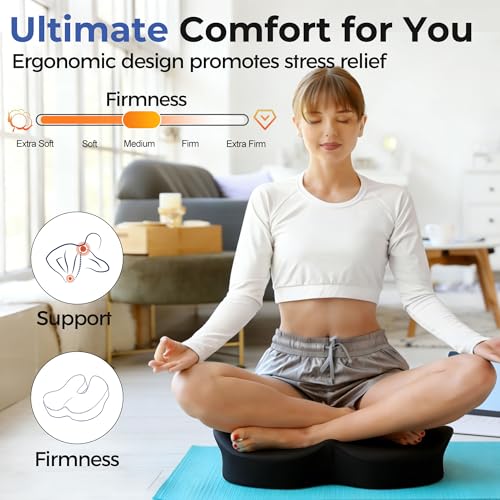 Seat Cushions for Office Chairs & Car, Ergonomic Memory Foam Seat Cushion with Breathable Holes for Tailbone Pain Relief, Sciatica