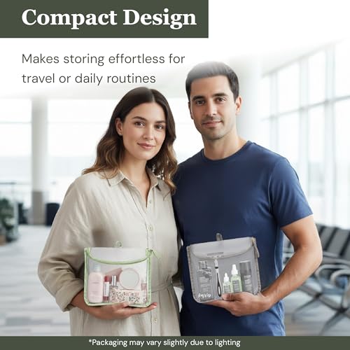 (re)zip TSA Approved Travel Toiletry Bag with Hanging Loop, Travel Quart Bag– Reusable Clear Makeup bags with zipper, Clear Pouch for Travel Essentials, Cosmetic | BPA-Free, Machine Washable - Gray - color: Gray