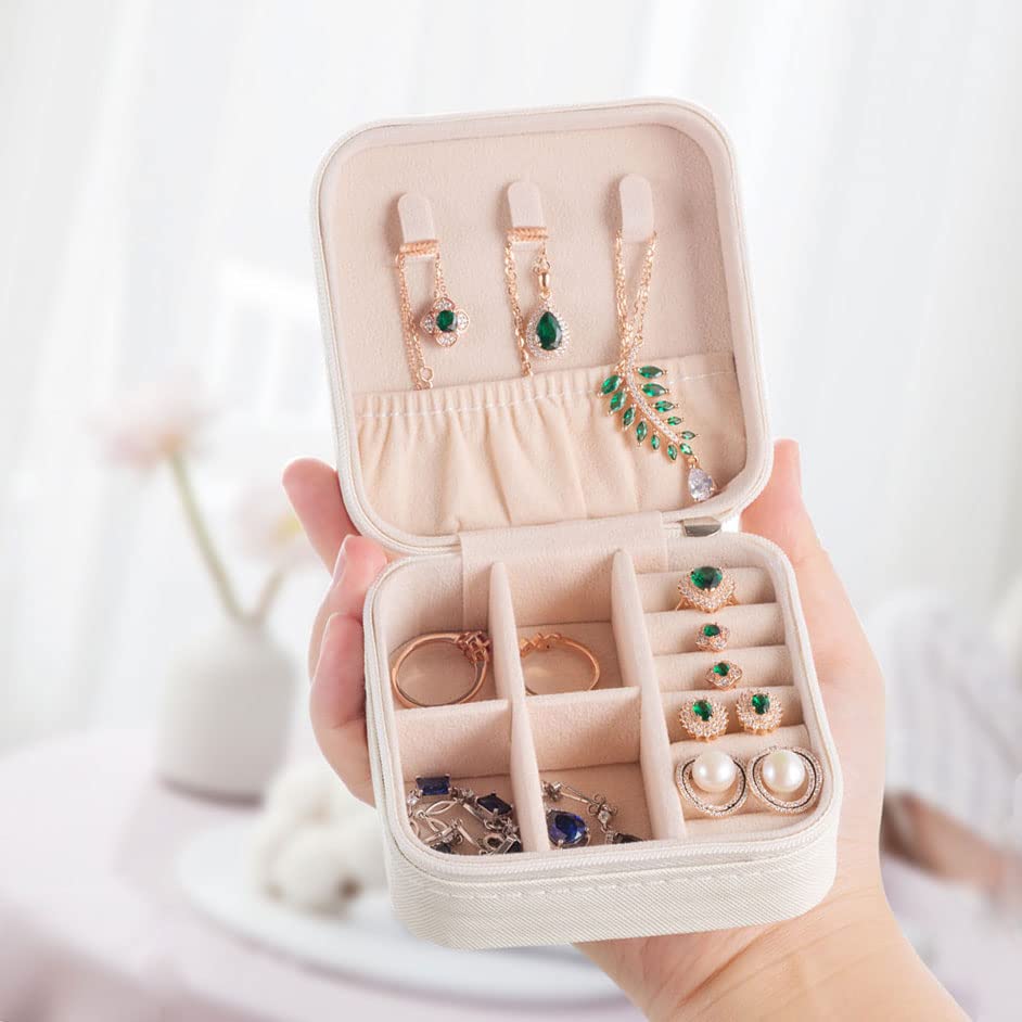 ZPROW Travel Jewelry Case, Mini Portable Jewelry Travel Boxes, Small Jewelry Organizer for Rings, Earrings, Pendants, Watches, Necklaces, Lipsticks Organizer Storage Holder Case (White-6packs) - color: A6 - White 6 Packs