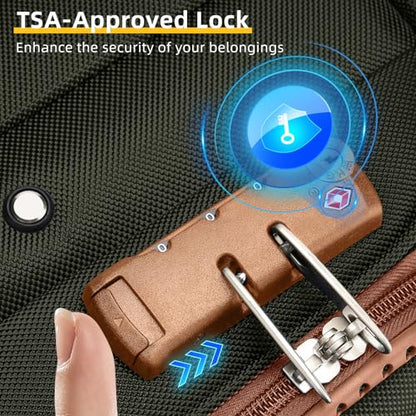 LARVENDER Luggage Sets 5 Piece Softside Expandable Suitcases Set with Spinner Wheels TSA Lock, Lightweight Soft Shell Rolling Travel Luggage Set Clearance for Men and Women, Green Brown - color: Green/Brown, size: 5 Piece Set