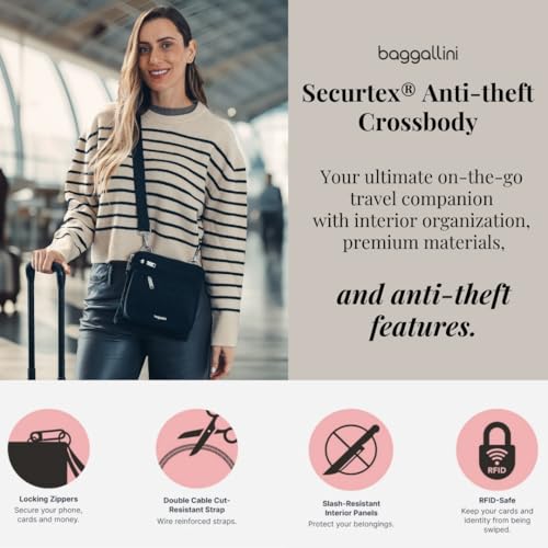 Baggallini Securtex Anti-Theft Crossbody - color: Midnight Blossom Print
