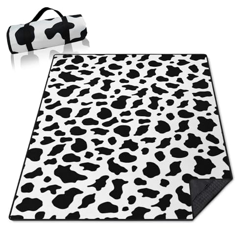 Cow Print Blankets Waterproof Foldable60’‘x80'', Portable Outdoor Picnic Mat Water Resistant for Grass,Padded Lawn & Park Blanket for Camping,Cow Print Stuff - color: Cow