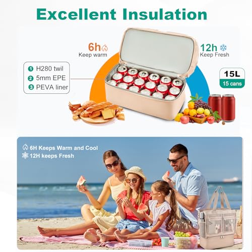 Beach Bags for Women, Large Beach Tote Bag Waterproof Mesh Swim Pool Bag with Cooler for Travel Vacation Essentials - color: Champagne