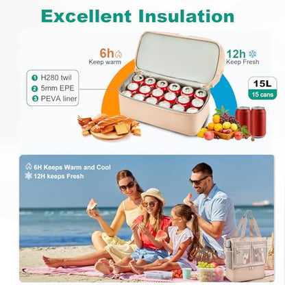 Beach Bags for Women, Large Beach Tote Bag Waterproof Mesh Swim Pool Bag with Cooler for Travel Vacation Essentials - color: Champagne