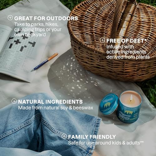 Cliganic Natural Mosquito Repellent Candle (Large 22oz) | Citronella, DEET Free, Essential Oil Infused for Outdoor, Camping | Burns 40 Hours - size: 22 oz