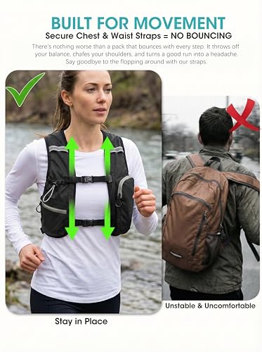 Foldable Small Hiking Backpack with 3 Strap Pockets – Lightweight 300D Spill-proof Daypack for Men Women – Packable Small Travel Backpack with Chest Strap & Trekking Pole Holder – Durable Outdoor Bag - color: Black