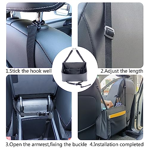 Viaviat Car Handbag Purse Holder Between Seats Leather Car Front Seat Storage Bag Large Capacity Car Organizers for Book Document Phone Bottle Tissue Toy (Black Style-1) - color: Black (Style 1)