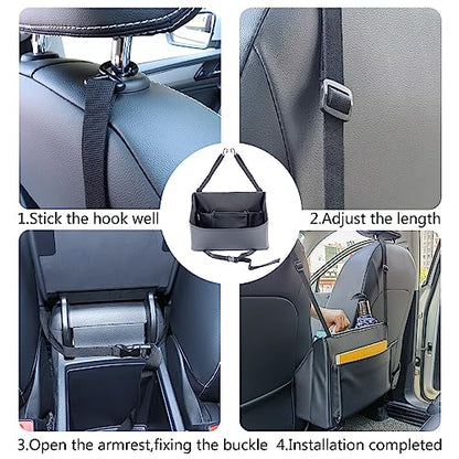 Viaviat Car Handbag Purse Holder Between Seats Leather Car Front Seat Storage Bag Large Capacity Car Organizers for Book Document Phone Bottle Tissue Toy (Black Style-1) - color: Black (Style 1)
