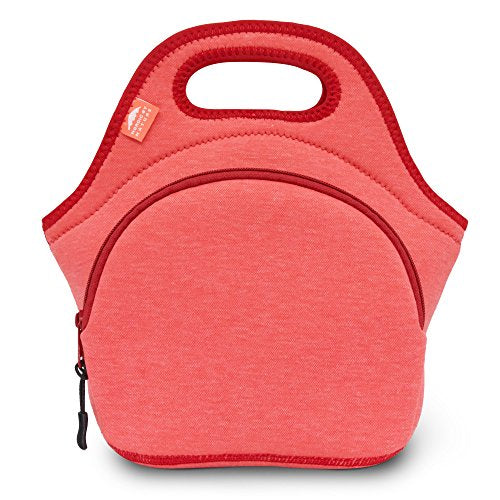 Nordic By Nature 12"x 12"x 6.5" Neoprene Lunch Box With Side Pocket And Soft Cotton Feel, Red - color: Special Red, size: Medium