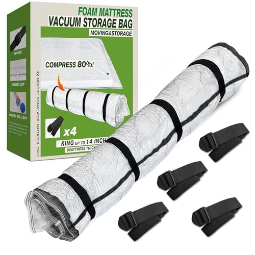 King Size Mattress Vacuum Bag for Memory Foam Latex Mattress Upto 14 Inch, Moving Shipping and Storage - size: CAL KING / KING