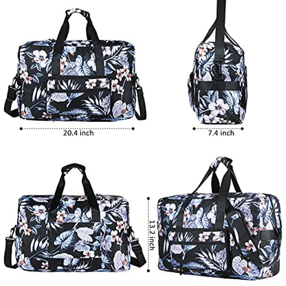 F.FETIVIN Weekender Bag Carry On Travel Duffle Medium Overnight Bag for Women(Floral Leaf) - color: A-Floral Leaf