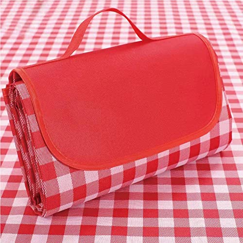LRUUIDDE Extra Large Picnic Blanket Beach Blankets, Outdoor Foldable Waterproof Sand Mat for Beach Camping Hiking Travel Family Concerts Grass Park Music Festival Lawn Mats (Red, 80x60inch) - color: Red, size: 5' x 6'8"