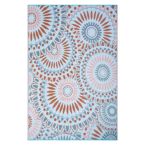 Santex Reversible Outdoor/Indoor Plastic Straw Rugs Waterproof Portable Mat Easy to Clean Outdoor Patio Mat, Perfect for Garden, Patio, Picnic, Decking-（Blue,6x9Ft - color: Blue, size: 6x9