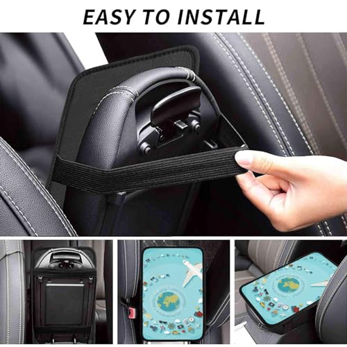 Travelling on Airplane Car Center Console Pad,Auto Armrest Seat Box Cover Pad Universal Car Accessories Interior Protection for Most Vehicle,SUV,Truck