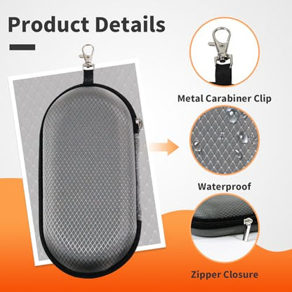 Double Eyeglasses Case, Hard Shell Dual Sunglasses Organizer with Zipper Clip Travel Glasses Storage for Women Men - color: Gray