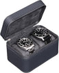 ROTHWELL 2 Watch Travel Case for Men | Compact PU Leather Protective Box with Microsuede Interior | Fits Watches & Smartwatches Up to 55mm (Carbon) - color: Carbon