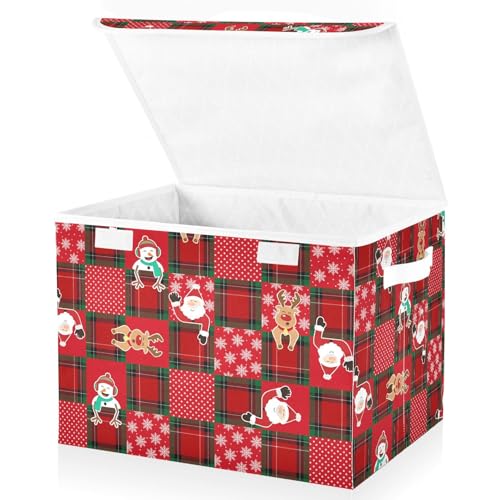 Christmas Baskets Collapsible Storage Bins with Lids, Christmas Snowman Santa Snowflake Storage Boxes Clothes Baskets for Organizing - color: Christmas 1