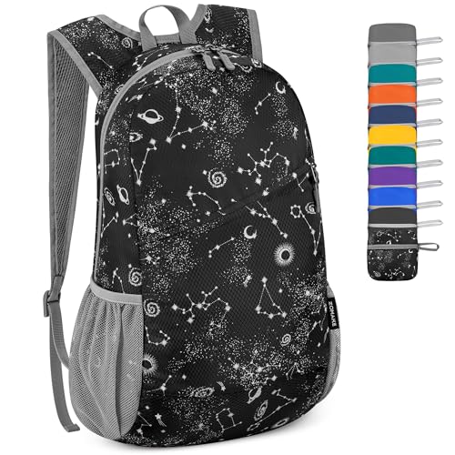 ZOMAKE Lightweight Packable Backpack,Foldable Backpacks Small Daypack for Hiking Water Resistant Day Bag for Travel(Starry sky print) - color: Starry Sky Print, size: 20 L