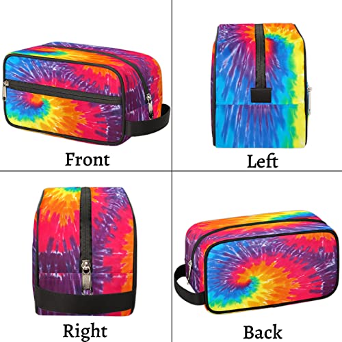 Rainbow Tie Dye Travel Toiletry Bag for Women Men Abstract Swirl Tie Dye Lightweight Cosmetic Makeup Bag Waterproof Shaving Bag Dopp Kit with Large Capacity for Toiletries and Shaving Accessories - color: A01:tie dye