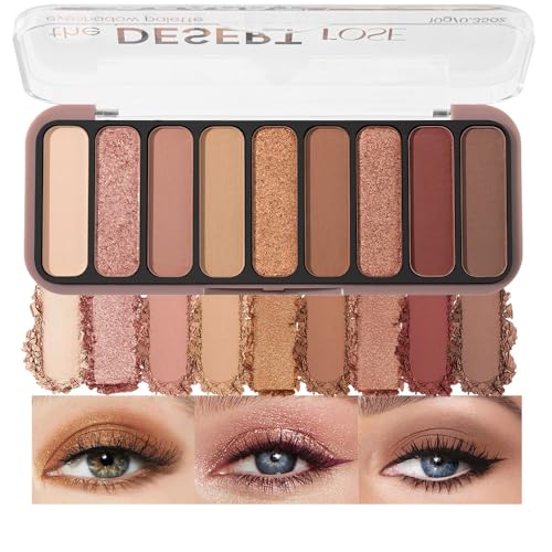9 Color Neutral Nude Brown Eyeshadow Palette – Matte & Shimmer Warm Copper Bronze Eye Shadow, High Pigment Blendable Long Lasting Natural Daily Smokey Eye Makeup Palette for Brown Green Eyes - color: G04
