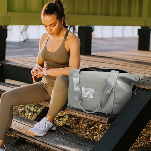 Ranslen Large Capacity Folding Travel Bag,Expansion Travel Duffel Bag with Dry and Wet Separation Portable Travel Duffel Bag - color: Grey
