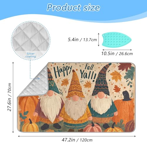 Cartoon Pumpkin Gnomes Fall Ironing Mat for Table top Portable Ironing Pad Blanket for Washer Dryer Countertop Travel - color: Cartoon Pumpkin Gnomes Fall