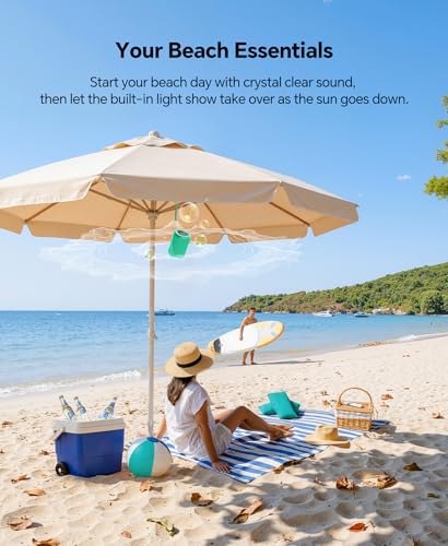 Portable Bluetooth Speaker Beach Essentials: Powerful Crystal Clear Sound/Dynamic Light/IPX5 Waterproof/All Day Playtime/Wireless BT 5.3/TWS Paring, Dad Gifts, Outdoor|Travel|Camping|Pool Accessories - color: Teal