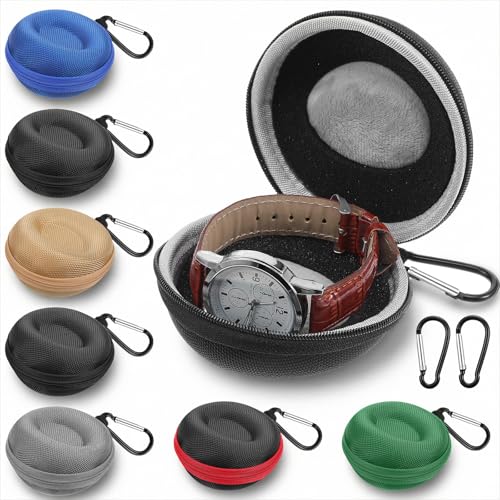 8 Pack Travel Watch Case Organizer, Premium EVA Single Watch Storage Box for Men & Women, Fits 1.38-1.97 Inch Wristwatches and Smartwatches, Protective Display Box with Soft Lining (Multiple Colors)
