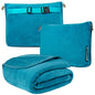 PAVILIA Travel Blanket Pillow, Soft Airplane Blanket 2-IN-1 Combo Set, Plane Blanket Compact Packable, Flight Essentials Car Pillow, Travelers Gifts Accessories Luggage Backpack Strap, 60x43 Teal Blue - color: Teal Blue