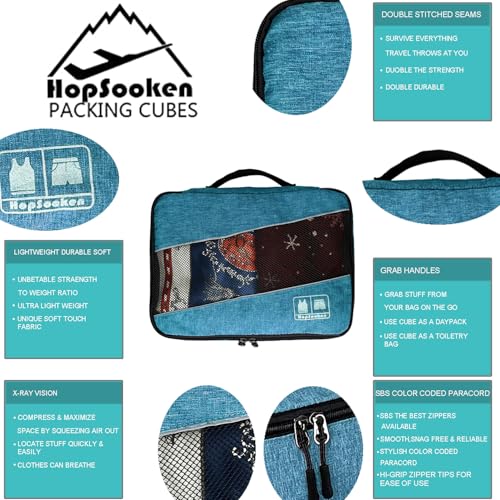 5 Set Packing Cubes for Travel Large Suitcase Luggage Organizer Bags Travel Accessories Vacation 4 Cubes 1 Laundry Pouch Bag - color: Snow Teal