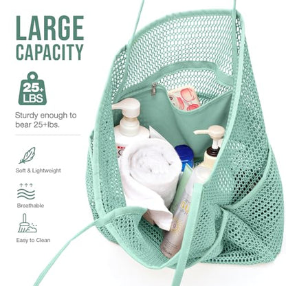 KPX Beach Bag with Mini Pocket, Summer Beach Tote Bags for Women Large Foldable Mesh Swimming Pool Travel Bags - Sandproof - color: Ash Green