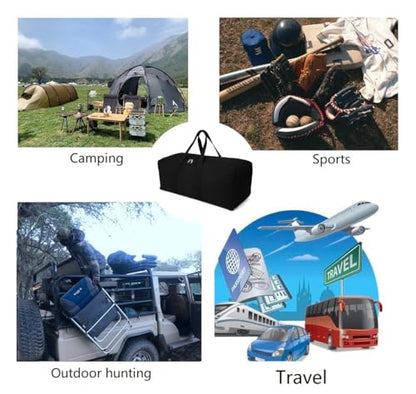 DoYiKe Extra Large Canvas Travel Duffle Bag, Camping, Storage - color: Black Side-opening, size: XXXX-Large