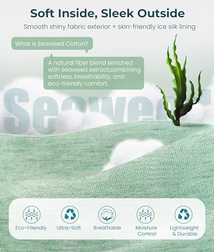MUSICOZY Bluetooth 5.4 Sleep Headphones Eye Mask with Seaweed Fiber Cotton, Ultra Soft Fully Wrapped Sleep Mask with Headphones for Side Sleepers, 14 Hours Playtime, Gifts for Men Women - color: Light Green