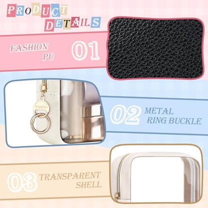 4.9" Clear Small Makeup Bag for Purse, TPU Cute Mini Cosmetic Bag, Portable Small 2 Transparent Travel Toiletry Pouches for Women, Birthday/Wedding/Christmas (Black) - color: Clear-Double-sided Black