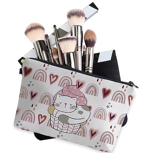 Deanfun Small Makeup Case - Cute and Waterproof Cosmetic Bag for Women(Rainbow, Cat, Cake D5-56370) - color: Rainbow, Cat, Cake 56370