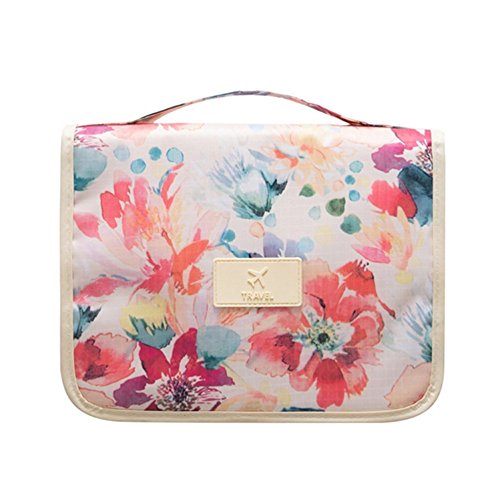 Mossio Hanging Toiletry Bag - Large Cosmetic Makeup Travel Organizer for Men & Women with Sturdy Hook - color: White Baroque