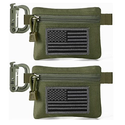 FRTKK 2 Pack Tactical Compact EDC Pouches Military Molle Utility Pouch Accessories Organizer Pouch Coin Purse Keychain Pocket Credit Card Holder Waist Pack - color: Army green 3