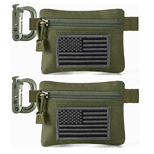 FRTKK 2 Pack Tactical Compact EDC Pouches Military Molle Utility Pouch Accessories Organizer Pouch Coin Purse Keychain Pocket Credit Card Holder Waist Pack - color: Army green 3