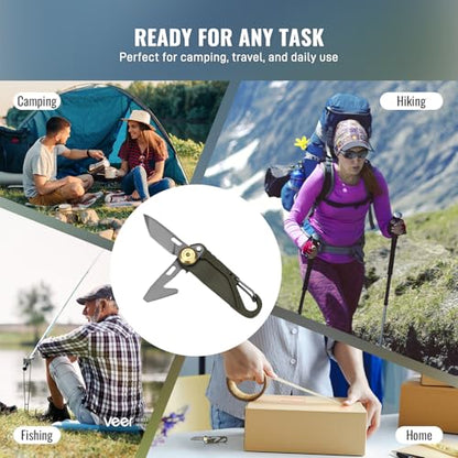 TACRAY Vinto 5-in-1 Small Pocket Knife – Ultra-Light Compact Multitool with Utility Knife, Seatbelt Cutter, Bottle Opener, Flathead Screwdriver & Keyring Attachment for Everyday Carry (Green) - color: Green