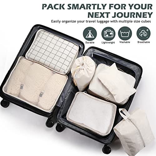 Chumia 21 Set Packing Cubes Back to School Travel Clothes Luggage Suitcases Organizer Trip College Dorm Toiletry Shoes Bag(Beige, Gray, Lake Blue)