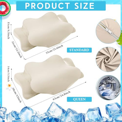 Hahafelt Cooling Cervical Neck Pillowcase Cover (Only Pillow Case) Ergonomic Pillowcase with Zipper Breathable Contour Pillow Cover for Side Back Stomach Sleepers(Beige,Standard Size) - color: Beige, size: Standard Size