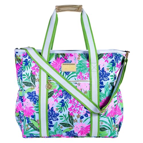 Lilly Pulitzer Beach and Picnic Cooler, Insulated Bag with Adjustable Shoulder Strap and Zipper, Soft Cooler - color: Endless Summer