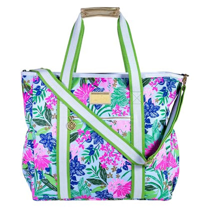 Lilly Pulitzer Beach and Picnic Cooler, Insulated Bag with Adjustable Shoulder Strap and Zipper, Soft Cooler - color: Endless Summer