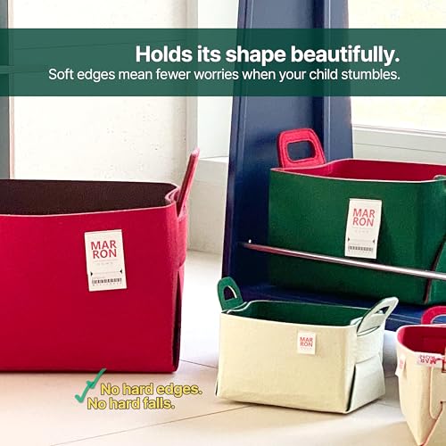 Collapsible Felt DEEPGREENRED Storage Bin Medium 11"x7.1"x7.1" – Foldable Basket with Handles for Closet, Storage, Laundry Room Organization, Decorative Storage Bins for Shelves, Cube Storage - color: DEEPGREENRED, size: MEDIUM
