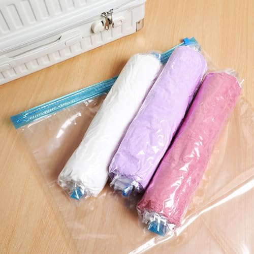 Ipetboom 12 Pcs Vacuum Travel Compression Bags Roll-up Packing Organizers for Clothes 40x60cm 50x70cm Space Saver Bags for Travel and Home Storage