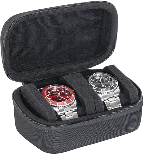2 slots watch storage box, portable hard watch travel box, watch storage display storage box, padded watch portable box for watches - size: 2 Slot