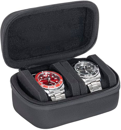 2 slots watch storage box, portable hard watch travel box, watch storage display storage box, padded watch portable box for watches - size: 2 Slot