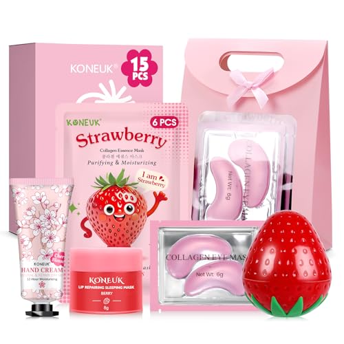 15 PACK Skincare Gifts Set for Teen Girls, Travel Kit & Skin Care Gifts with Under Eye Patches, Facial Masks, Hand Cream, Lip Mask, Body Lotions, Skincare Gift for Kids, Spa Gift, Graduation Gifts